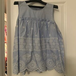 Crown and Ivy Light Blue Sleeveless Embroidered Top
